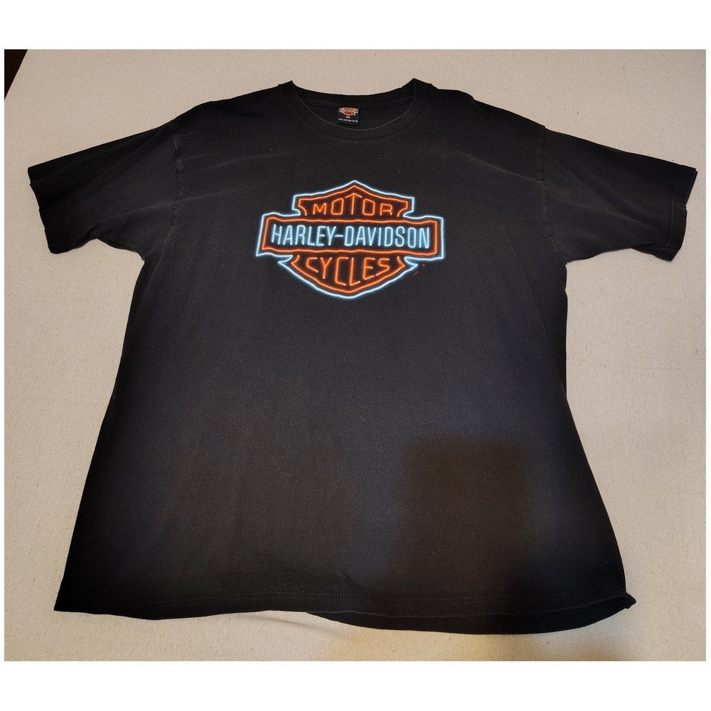 Harley Davidson Mens 2XL Black Neon Logo T Shirt Durango Colorado Graphic Tee JJ